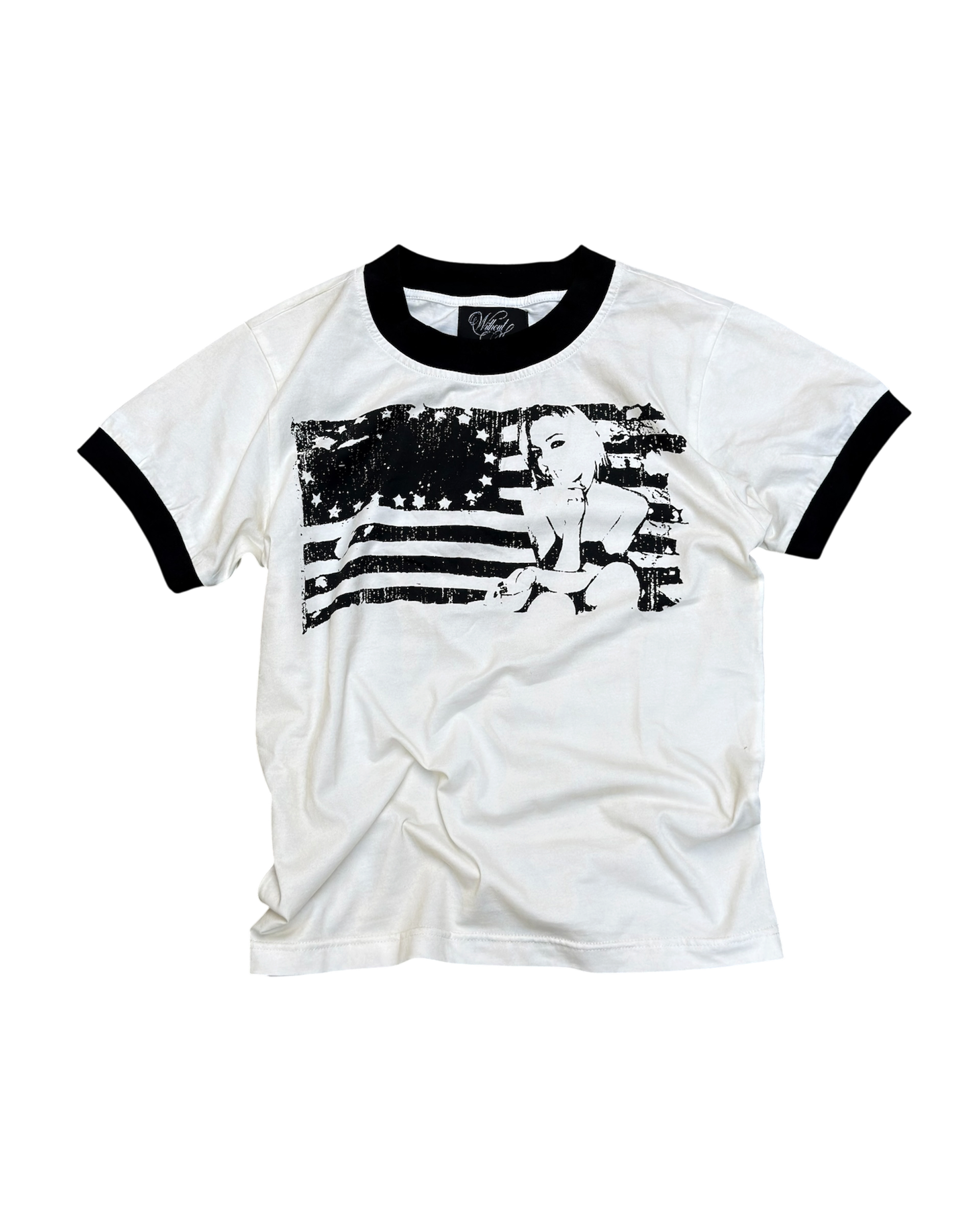 Black "distained" T-shirt by WithoutSaint featuring a stylish graphic design on the front.